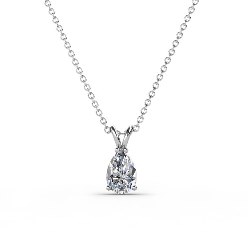 Jassiel 6x4 mm Pear Cut Lab Grown Diamond Double Bail Solitaire Pendant Necklace 