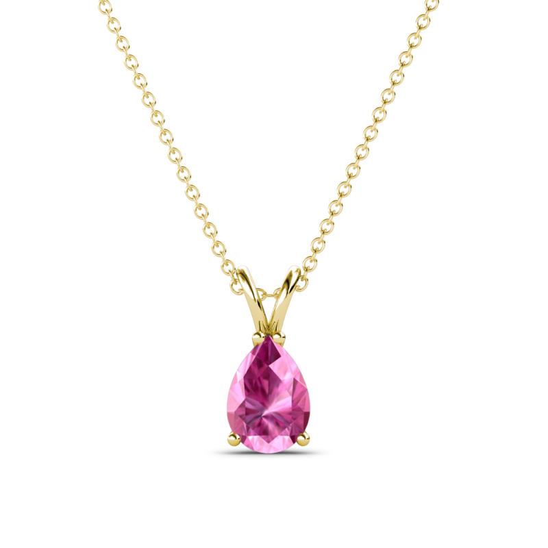 Jassiel 7x5 mm Pear Cut Pink Sapphire Double Bail Solitaire Pendant Necklace 