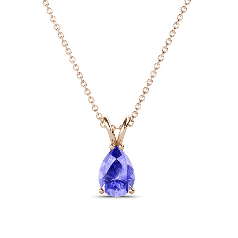 Jassiel 7x5 mm Pear Cut Tanzanite Double Bail Solitaire Pendant Necklace 