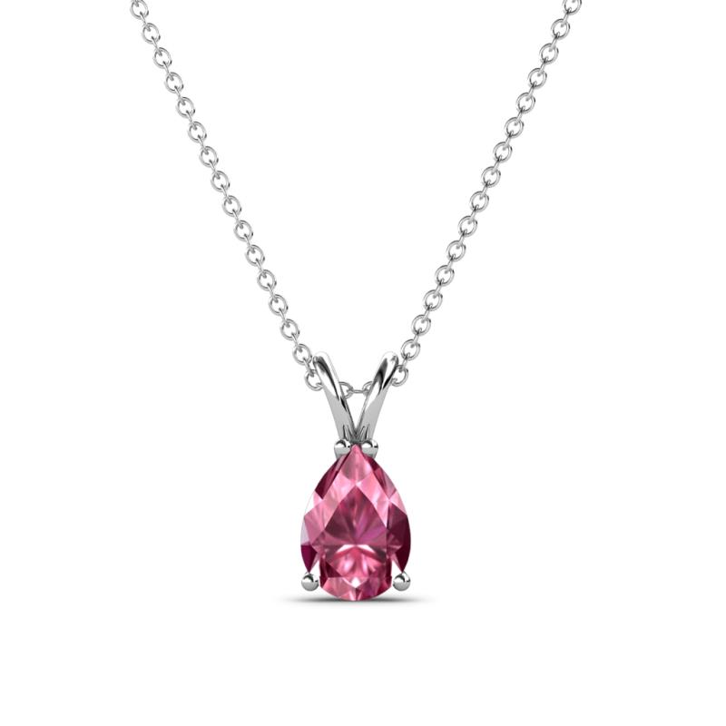 Jassiel x Pear Cut Pink Tourmaline Double Bail Solitaire Pendant Necklace Pear Cut x Pink Tourmaline Double Bail Womens Solitaire Pendant Necklace ct K White GoldIncluded Inches K White Gold Chain