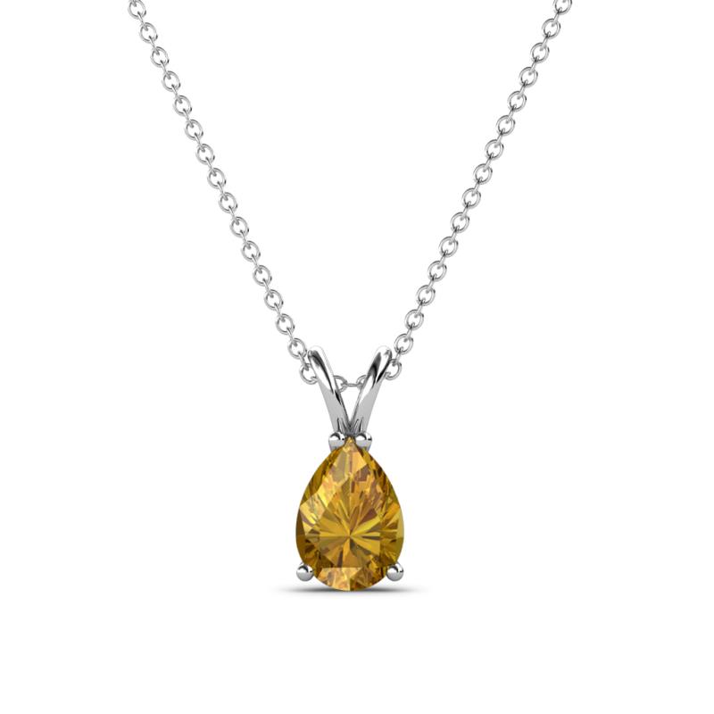 Jassiel 7x5 mm Pear Cut Citrine Double Bail Solitaire Pendant Necklace 