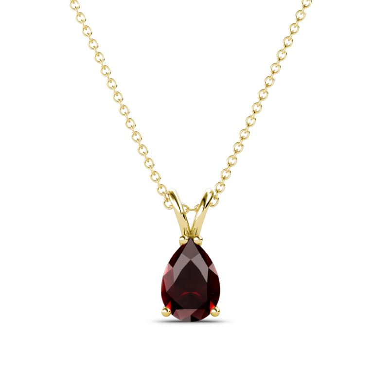 Jassiel 7x5 mm Pear Cut Red Garnet Double Bail Solitaire Pendant Necklace 