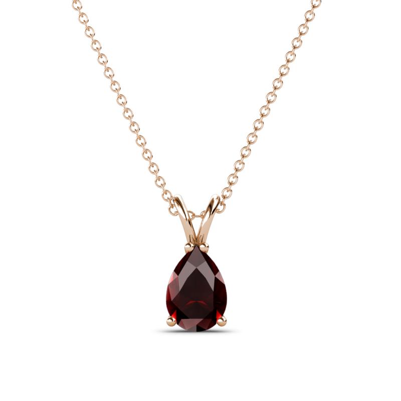 Jassiel 7x5 mm Pear Cut Red Garnet Double Bail Solitaire Pendant Necklace 