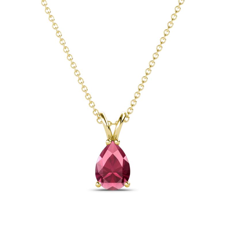 Jassiel 7x5 mm Pear Cut Rhodolite Garnet Double Bail Solitaire Pendant Necklace 