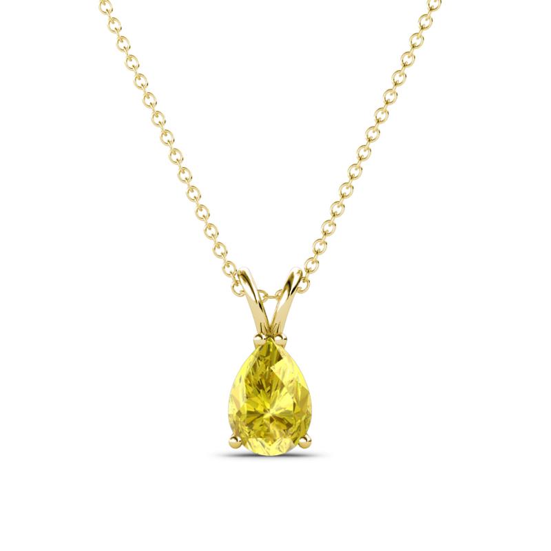 Jassiel 7x5 mm Pear Cut Yellow Sapphire Double Bail Solitaire Pendant Necklace 