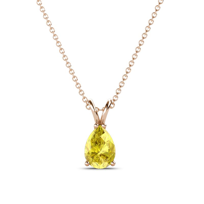 Jassiel 7x5 mm Pear Cut Yellow Sapphire Double Bail Solitaire Pendant Necklace 