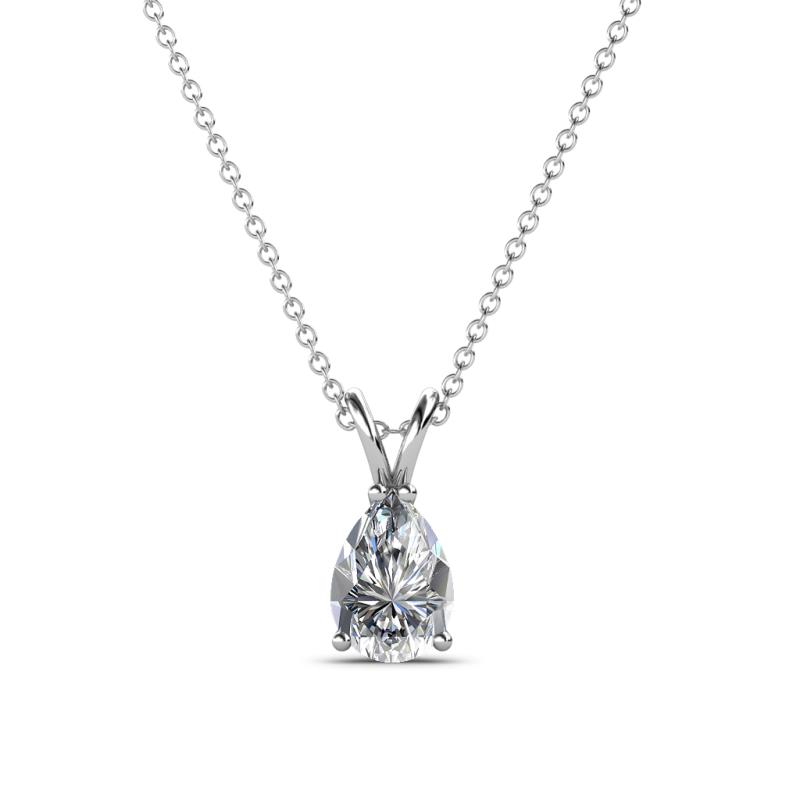 Jassiel 7x5 mm Pear Cut Lab Grown Diamond Double Bail Solitaire Pendant Necklace 