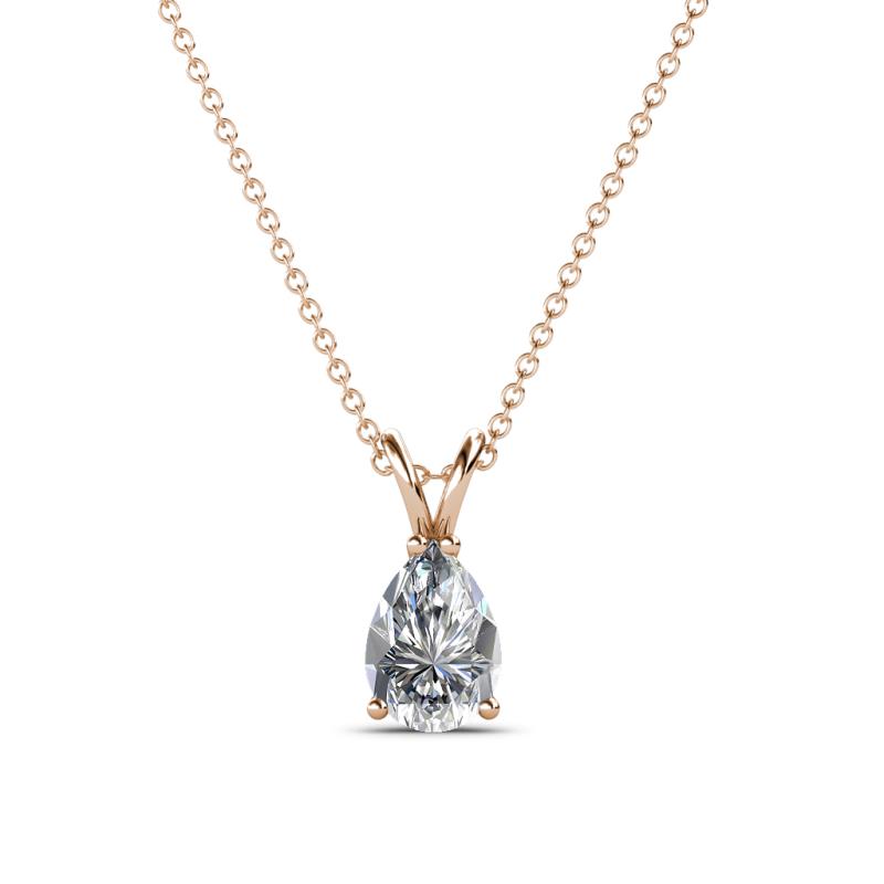 Jassiel 7x5 mm Pear Cut Lab Grown Diamond Double Bail Solitaire Pendant Necklace 