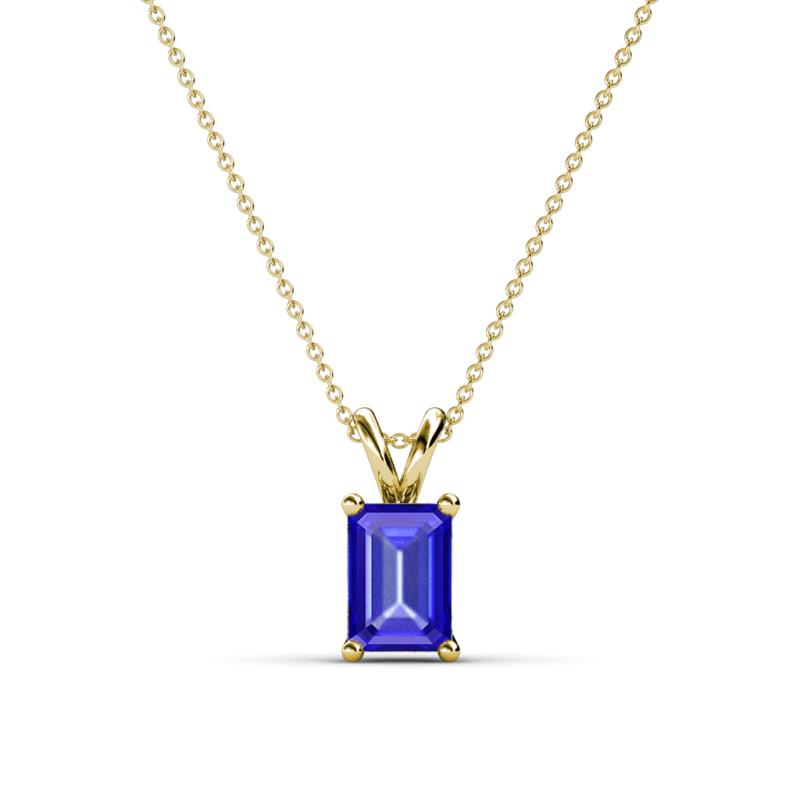 Jassiel 7x5 mm Emerald Cut Tanzanite Double Bail Solitaire Pendant Necklace 