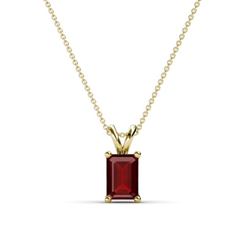Jassiel 7x5 mm Emerald Cut Red Garnet Double Bail Solitaire Pendant Necklace 