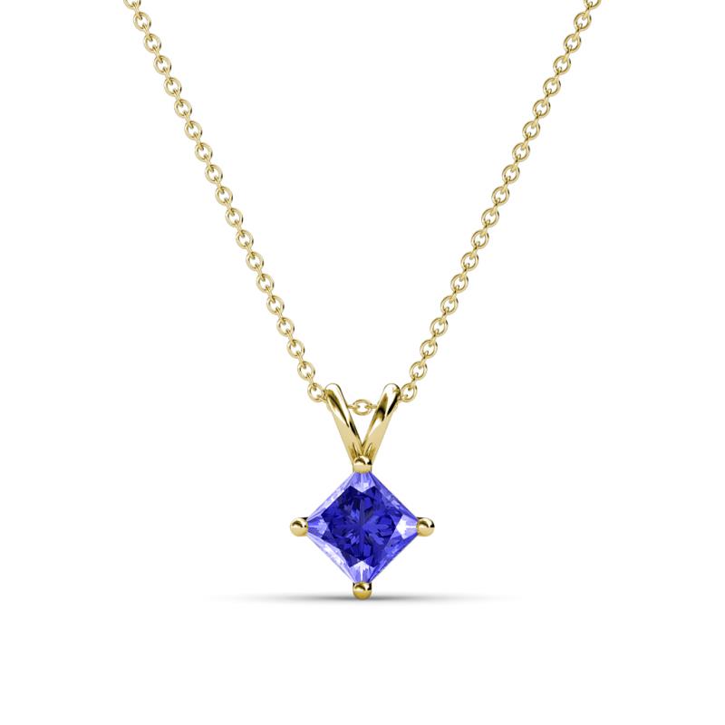 Jassiel 5.00 mm Princess Cut Tanzanite Double Bail Solitaire Pendant Necklace 