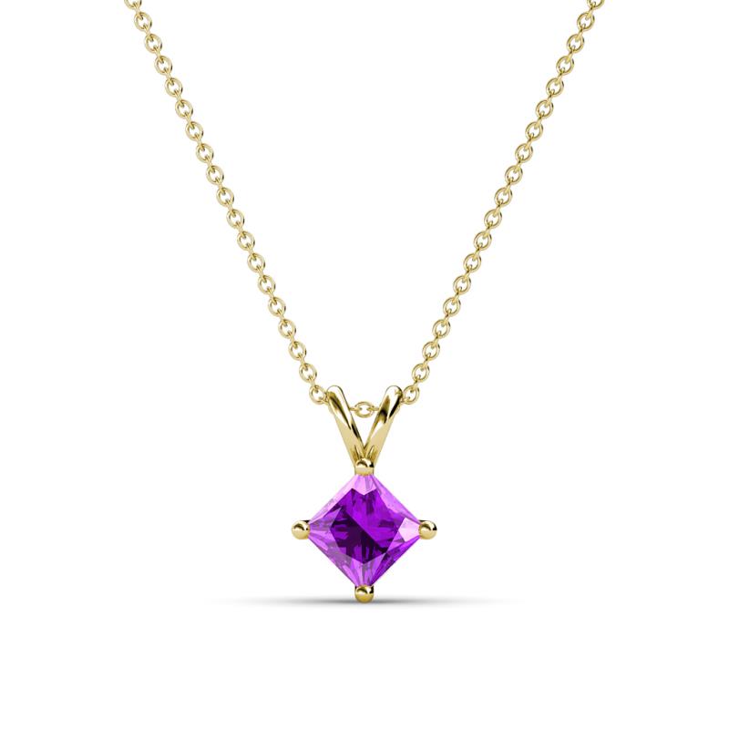 Jassiel 5.00 mm Princess Cut Amethyst Double Bail Solitaire Pendant Necklace 