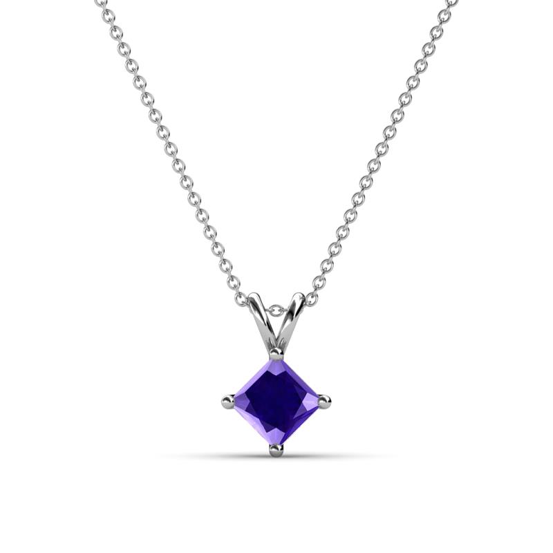 Jassiel 5.00 mm Princess Cut Iolite Double Bail Solitaire Pendant Necklace 