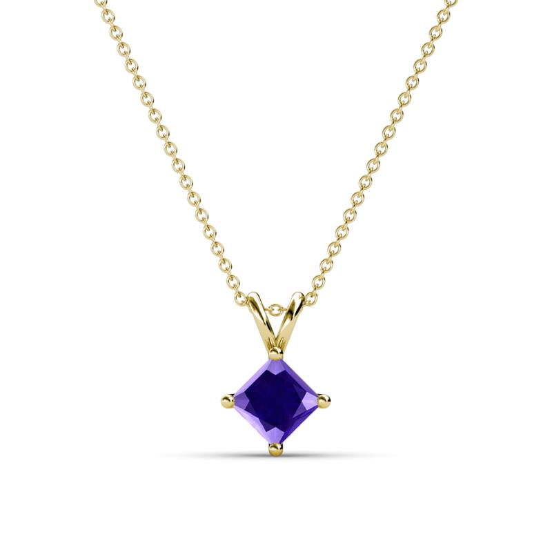 Jassiel 5.00 mm Princess Cut Iolite Double Bail Solitaire Pendant Necklace 