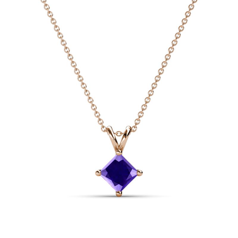 Jassiel 5.00 mm Princess Cut Iolite Double Bail Solitaire Pendant Necklace 