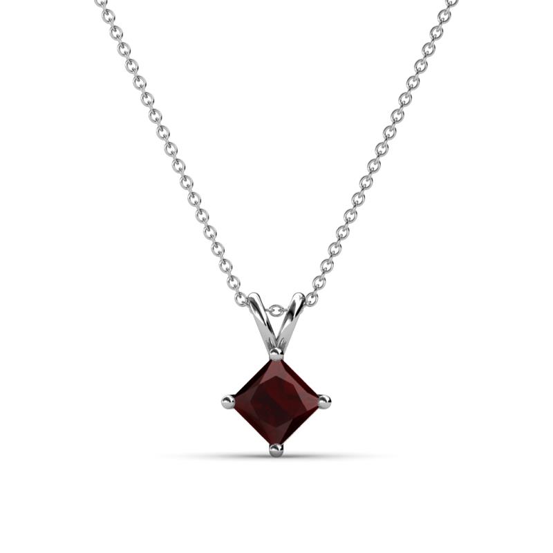 Jassiel 5.00 mm Princess Cut Red Garnet Double Bail Solitaire Pendant Necklace 
