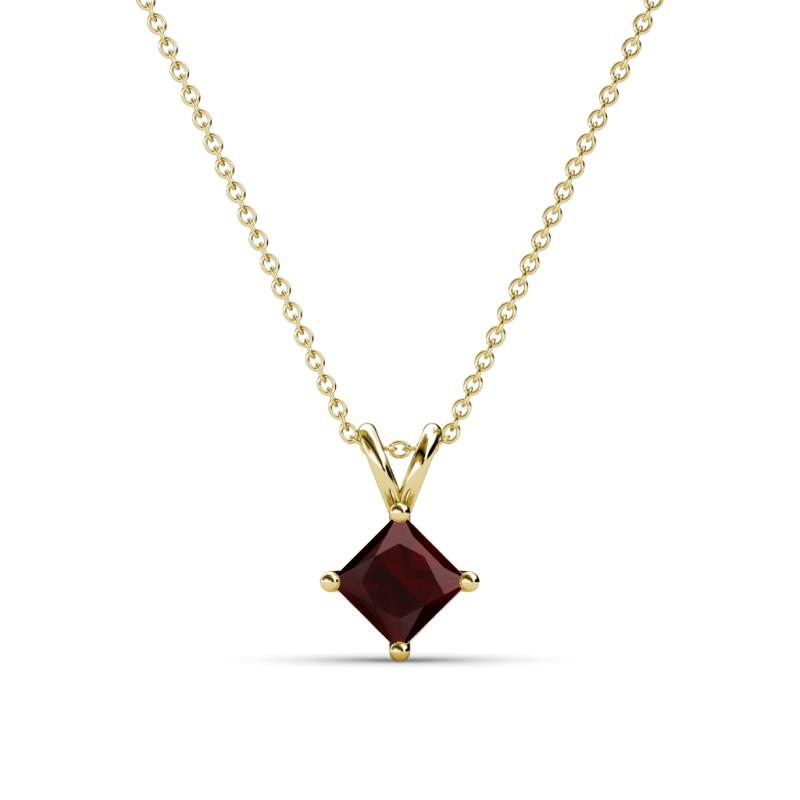 Jassiel 5.00 mm Princess Cut Red Garnet Double Bail Solitaire Pendant Necklace 