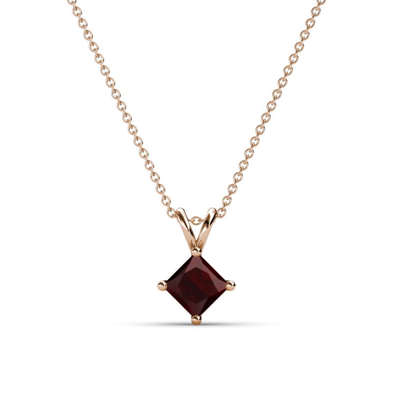 Jassiel 5.00 mm Princess Cut Red Garnet Double Bail Solitaire Pendant Necklace 