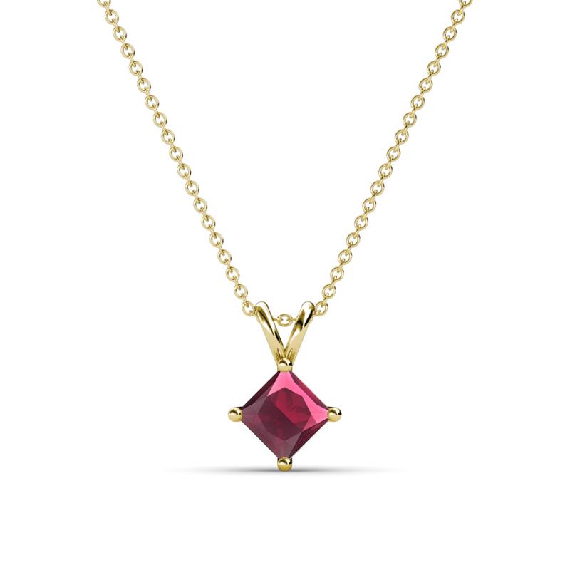 Jassiel 5.00 mm Princess Cut Rhodolite Garnet Double Bail Solitaire Pendant Necklace 