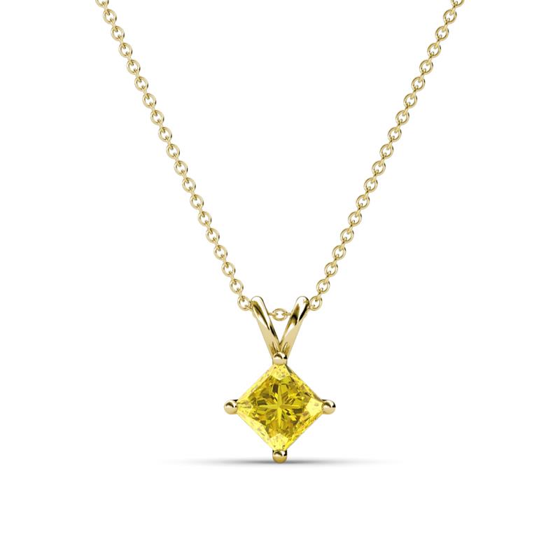 Jassiel 5.00 mm Princess Cut Yellow Sapphire Double Bail Solitaire Pendant Necklace 