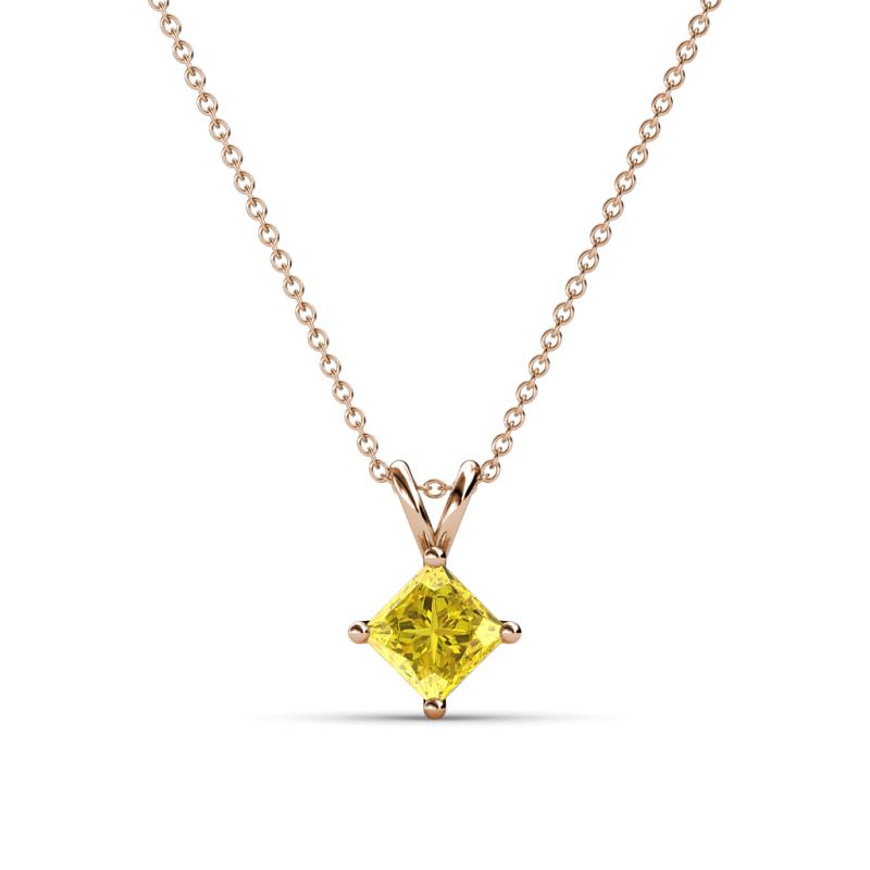 Jassiel 5.00 mm Princess Cut Yellow Sapphire Double Bail Solitaire Pendant Necklace 