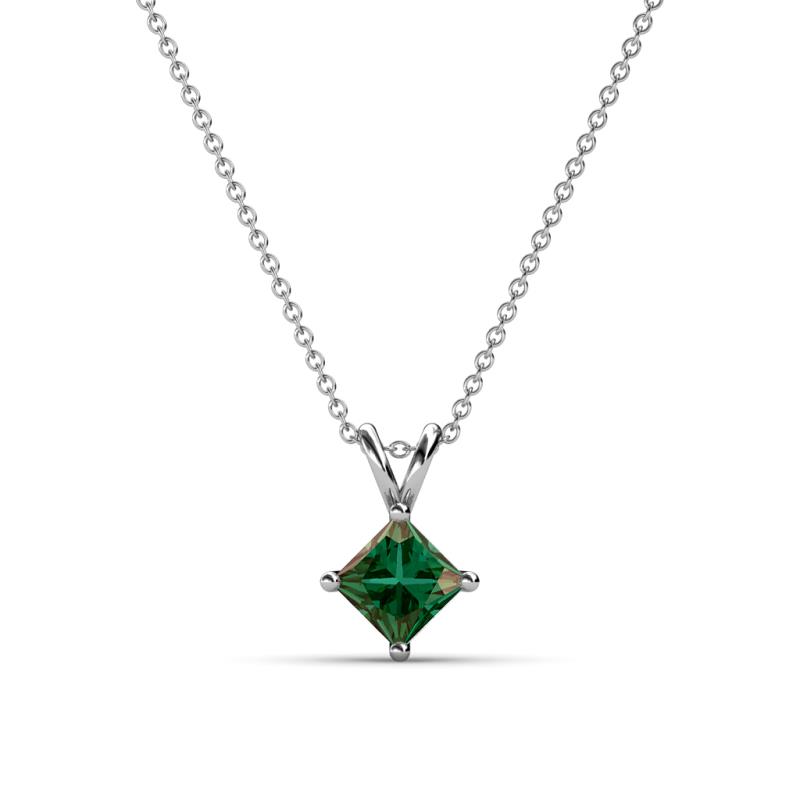 Jassiel 5.00 mm Princess Cut Lab Created Alexandrite Double Bail Solitaire Pendant Necklace 