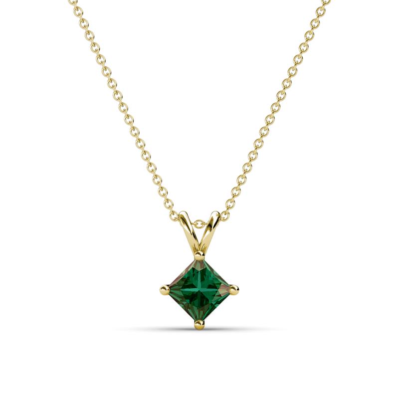Jassiel 5.00 mm Princess Cut Lab Created Alexandrite Double Bail Solitaire Pendant Necklace 