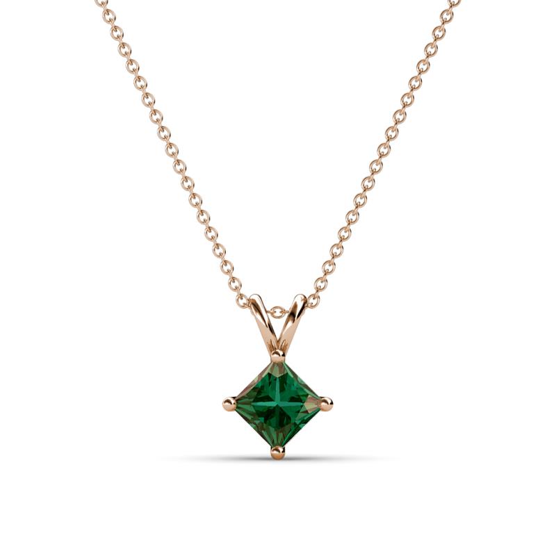 Jassiel 5.00 mm Princess Cut Lab Created Alexandrite Double Bail Solitaire Pendant Necklace 