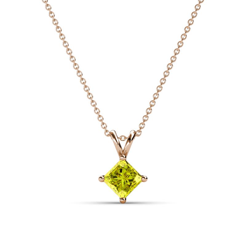 Jassiel 5.00 mm Princess Cut Yellow Diamond Double Bail Solitaire Pendant Necklace 