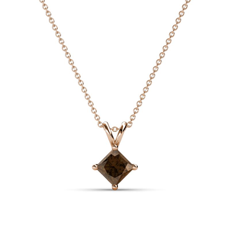 Jassiel 5.00 mm Princess Cut Smoky Quartz Double Bail Solitaire Pendant Necklace 