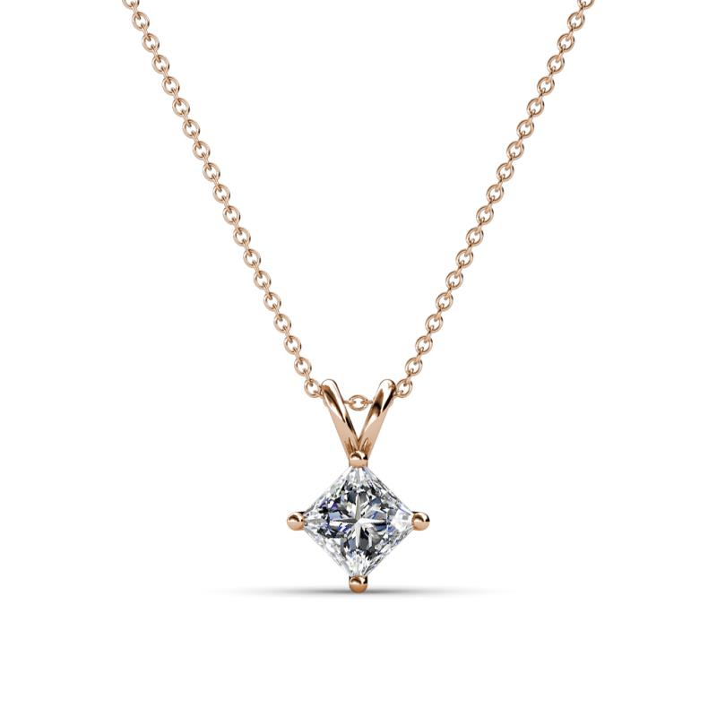 Jassiel 5.00 mm Princess Cut Diamond Double Bail Solitaire Pendant Necklace 