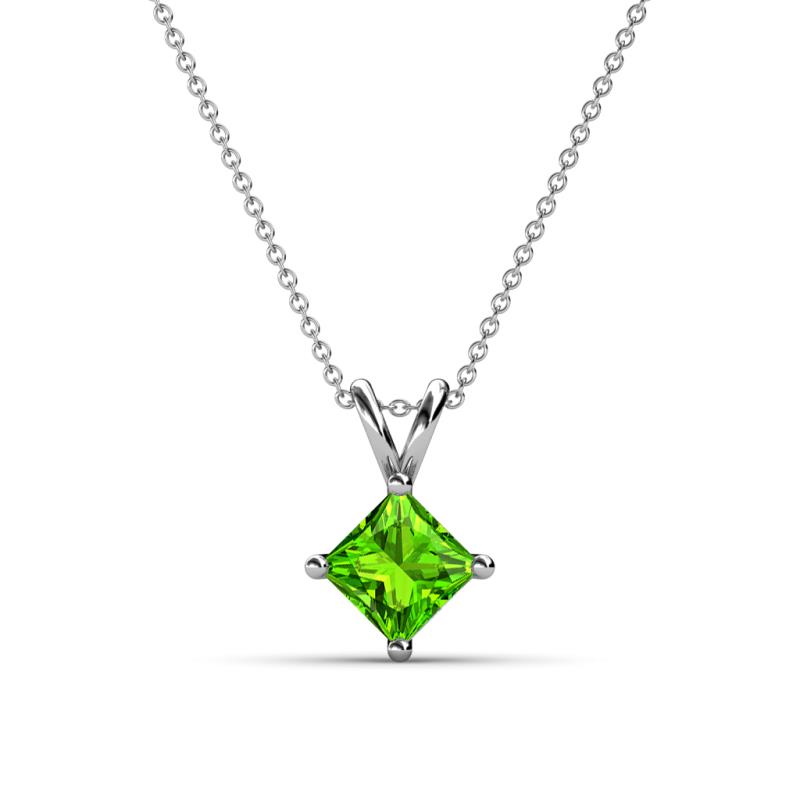 Jassiel 6.00 mm Princess Cut Peridot Double Bail Solitaire Pendant Necklace 