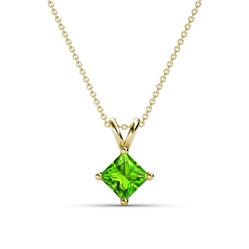 Jassiel 6.00 mm Princess Cut Peridot Double Bail Solitaire Pendant Necklace 
