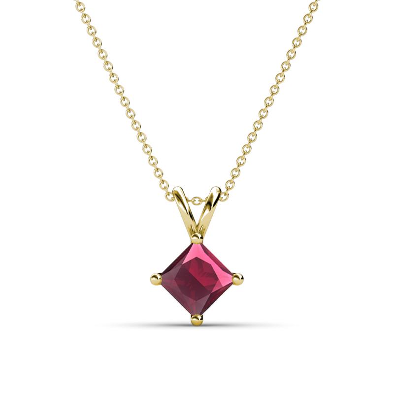 Jassiel 6.00 mm Princess Cut Rhodolite Garnet Double Bail Solitaire Pendant Necklace 