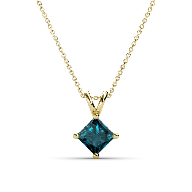 Jassiel 6.00 mm Princess Cut London Blue Topaz Double Bail Solitaire Pendant Necklace 