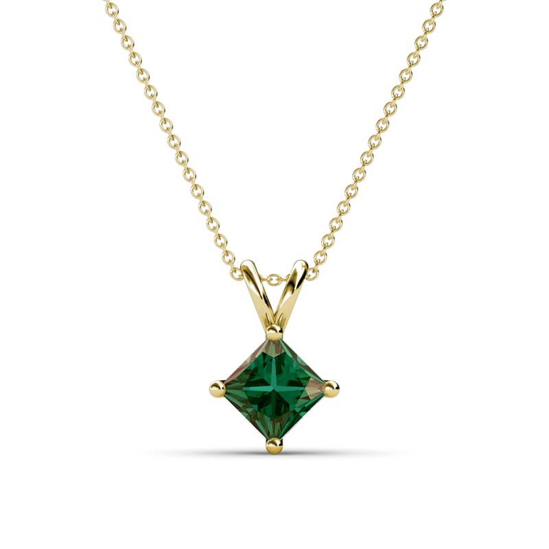 Jassiel 6.00 mm Princess Cut Created Alexandrite Double Bail Solitaire Pendant Necklace 