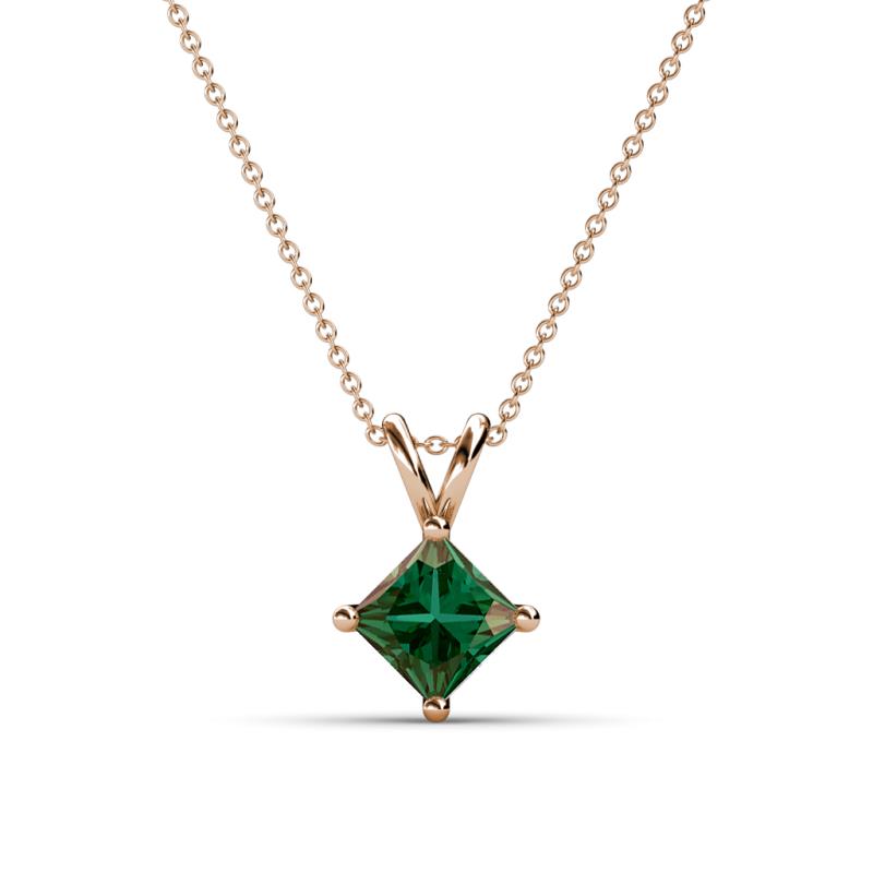 Jassiel 6.00 mm Princess Cut Created Alexandrite Double Bail Solitaire Pendant Necklace 