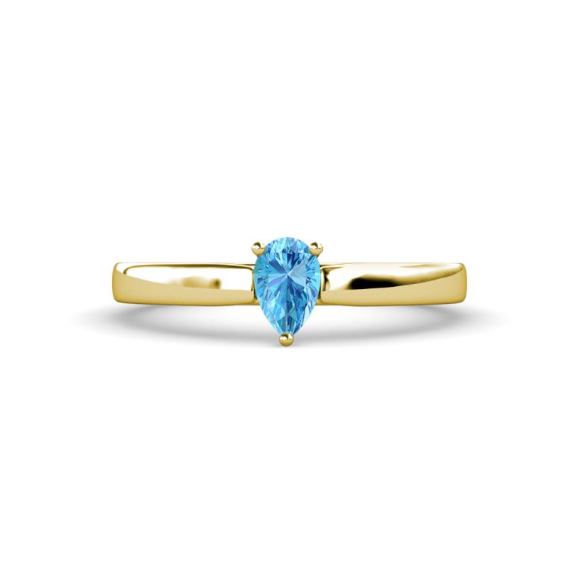 Annora Pear Cut Blue Topaz Solitaire Engagement Ring 