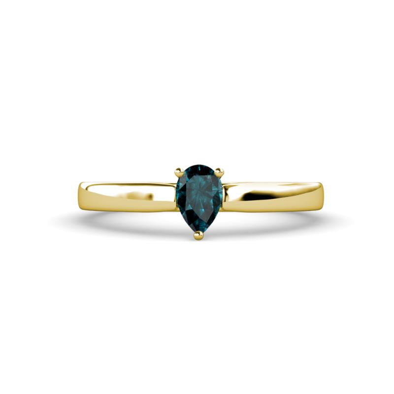 Annora Pear Cut London Blue Topaz Solitaire Engagement Ring 