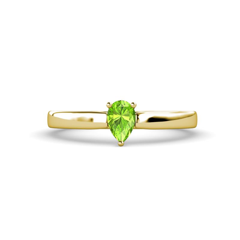 Annora Pear Cut Peridot Solitaire Engagement Ring 