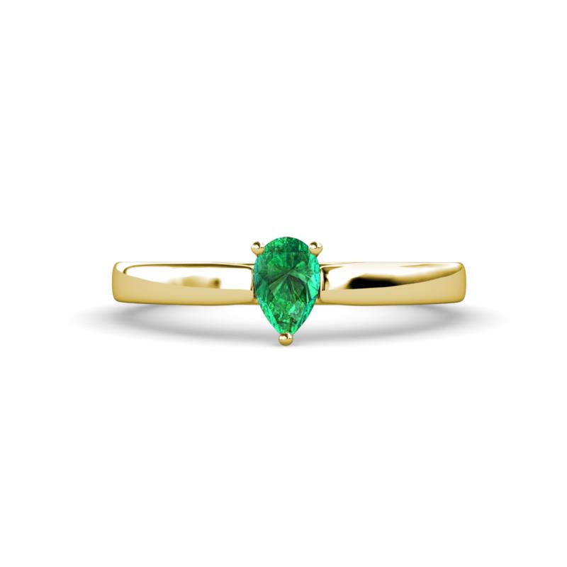 Annora Pear Cut Emerald Solitaire Engagement Ring 