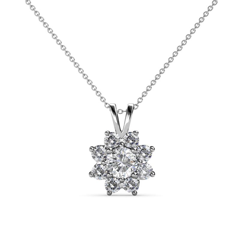 Ianthe 0.53 ctw (4.0 mm) Round Lab Grown Diamond and Round Natural Diamond Floral Halo Pendant 