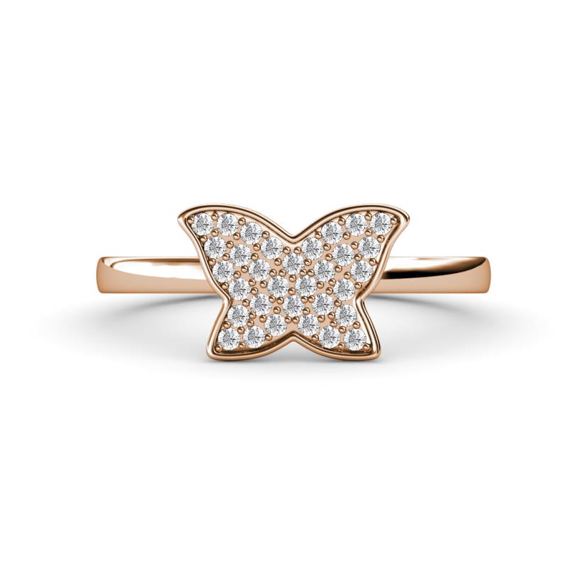 Butterfly Bold Round Diamond Micro Pave Set Butterfly Ring 
