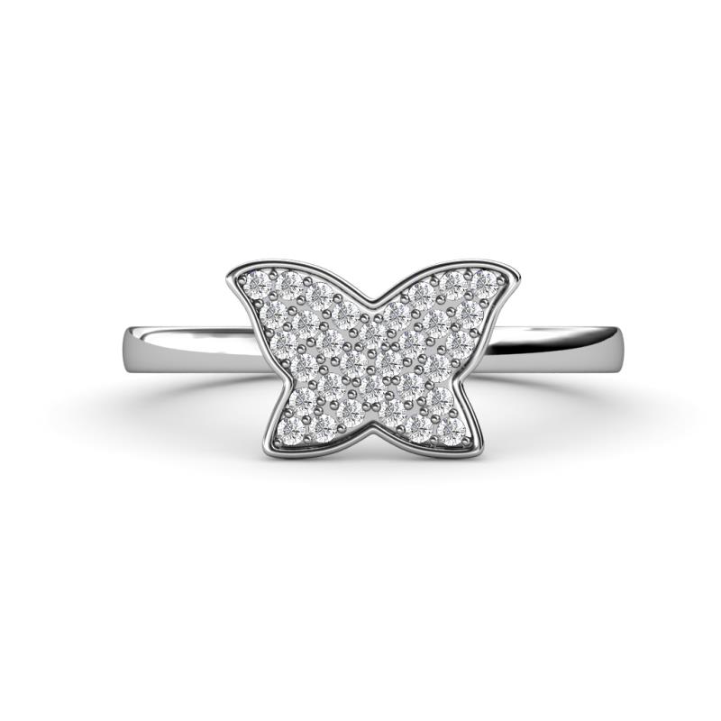Butterfly Bold Round Lab Grown Diamond Micro Pave Set Butterfly Ring 