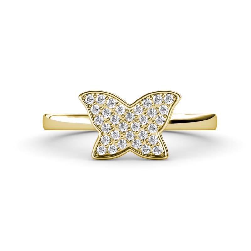 Butterfly Bold Round Diamond Micro Pave Set Butterfly Ring 