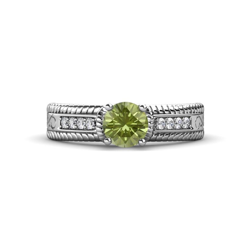 Moira Classic Round Peridot and Diamond Crisscross Shank Engagement Ring 