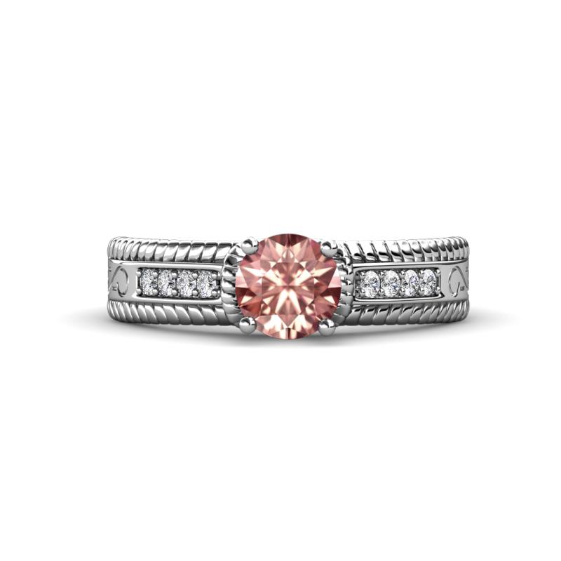 Moira Classic Round Morganite and Diamond Crisscross Shank Engagement Ring 