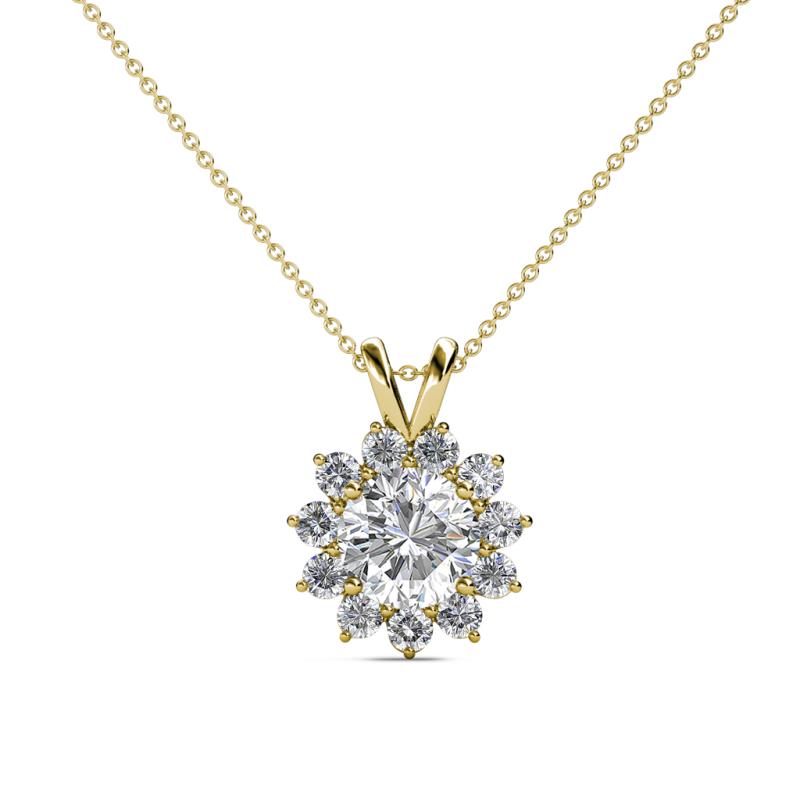 Megan Lab grown and Mined Diamond Floral Halo Pendant 