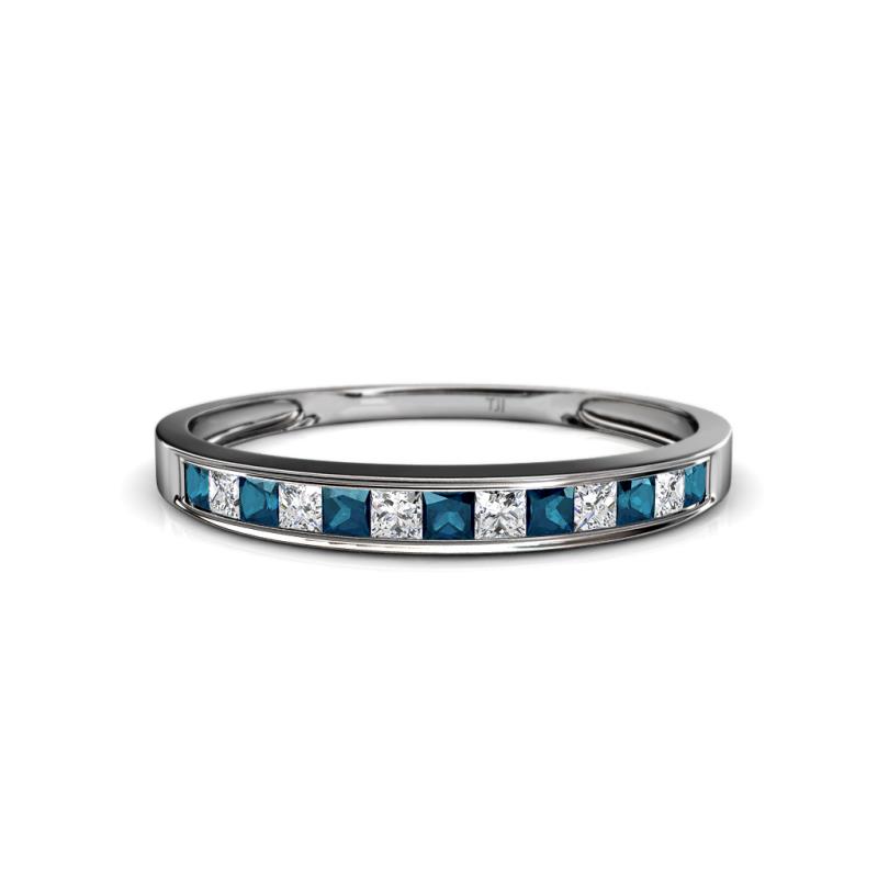 Aqilia 2.00 mm Blue and White Diamond 13 Stone Wedding Band 