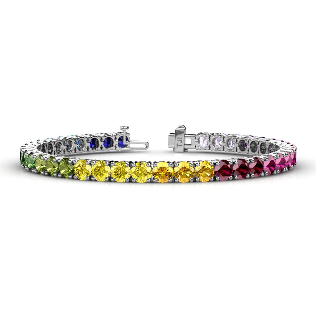 Holi 4.00 mm Multi Gemstone Eternity Tennis Bracelet 